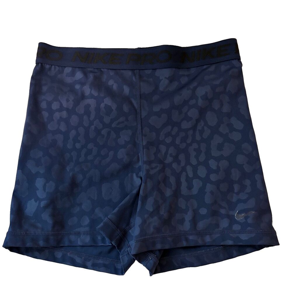 Nike Pro Shorts Women's Medium Blue Dri-Fit Printed Pull On Athletic Active
